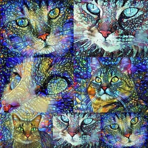 5D DIY Animal Cat Diamond Painting Full Drill Diamond Embroidery Cat Eyes Handmade Gift Cross Stitch Diamond Mosaic Wall Decor