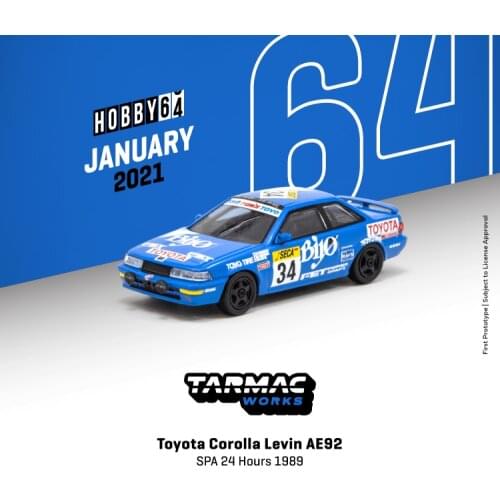 Tarmac Works 1:64 Toyota Corolla Levin AE92 SPA 24 Hours 1989 Model Car