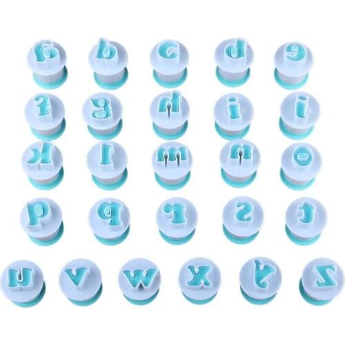 Free Shipping 26pcs Plastic Lowercase Cake Fondant Press Molds Sugar Craft DIY Tools Set HB0215A