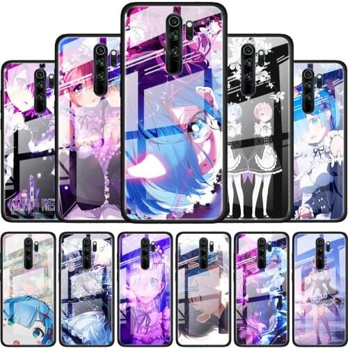 Anime RE ZERO Ram Rem for Xiaomi Redmi K40 K30 K20 Pro Plus 9C 9A 9 8A 7 Luxury Shell Tempered Glass Phone Case Cover