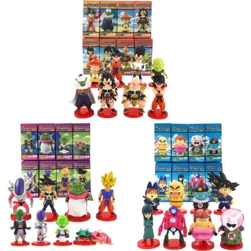 8pcs/set Dragon Ball Six Classics Action Figure Super Saiyan Goku Veget Kuririn Chi-chi Doll Model Ornaments Gifts