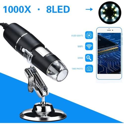 Electron Microscope 8 Led Lights 1000X Real-Time Video Ear Cleaning Tool Photos WIFI USB Inspection Mobile Phones Monitoring