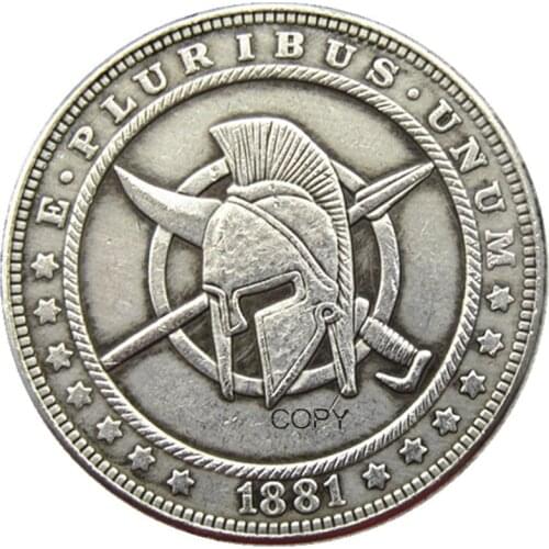HB(116)Hobo USA 1881 Morgan Dollar skull zombie skeleton Silver Plated Copy Coins