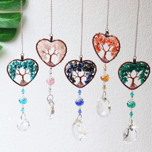 Heart-shape Crystal Pendant Sun Catcher Wind Chime Decor Home Office Cars Window Balconies Door Tree Hanging Crystal Decoration