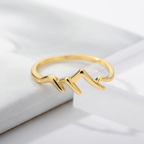 Rings for Women Girls On Finger Retro Simple Mountain Gold Silver Plated Stainless Steel Jewelry Valentines Day Aesthetic Gift