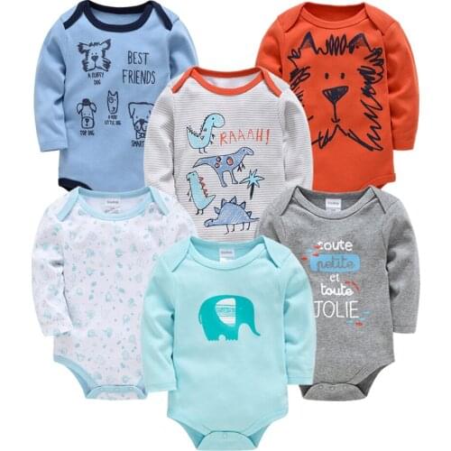 Kavkas Baby Boy Clothes Set 3 6 PCS ropa bebe 100% Cotton Cartoon Girl Rompers Long Sleeve Autumn Jumpsuit Newborn Body Overalls