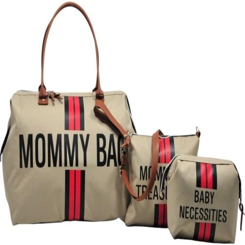 Mommy Bag Design 3 Piece Set Beige - Red Stripe Baby Mommy Baby Care And Women Bag children mini handbag shoulder bag baby bags