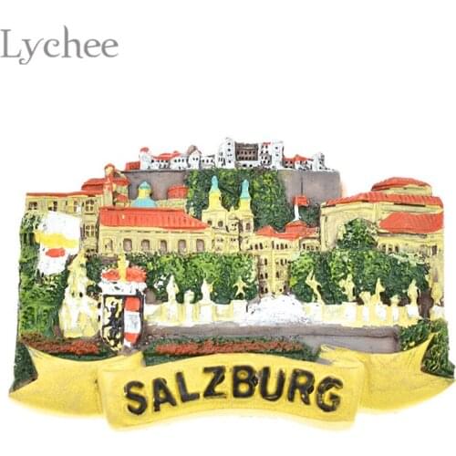 Lychee Life Austria Salzburg Fridge Magnet Creative 3D Scenic Resin Refrigerator Sticker Home Decoration Travel Souvenirs