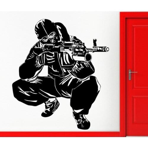 Hot Selling Room Wall Art Decor Wallpaper Special Sniper Military Wall Mural Removable Vinyl Decals Free Shipping Decal D-226
