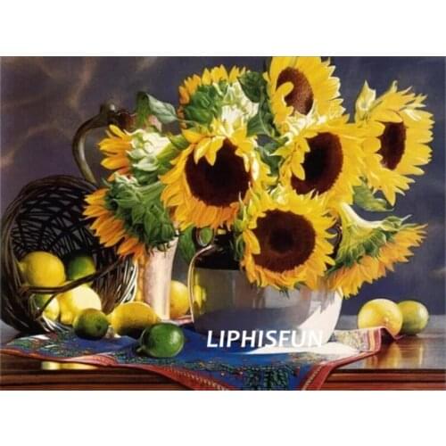 LIPHISFUN Needlework Cross Stitch Embroidery Diamond Painting Full Drill Home Decor sunflower