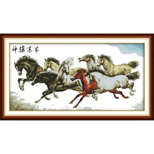 God horses comes from the east cross stitch kit cartoon canvas stitching embroidery DIY handmade needlework