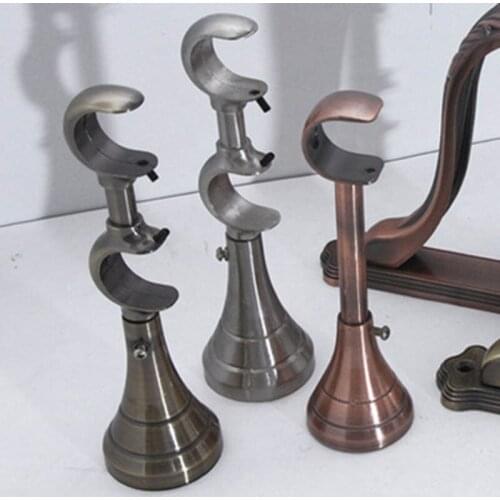 Single or Double holder Metal carve Roman Curtain holder Alloy luxury roman rod stick double rod bracket brass wall hook holder