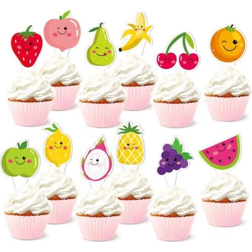 Donut Party Decoration Doughnuts Cake Topper Animal Fruit Cake Insert Card Kids Birthday Party Baby Shower Decoration Supplies