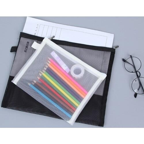 1pcs transparent grid A4A5 zipper bag information kit student exam pencil stationery storage bag