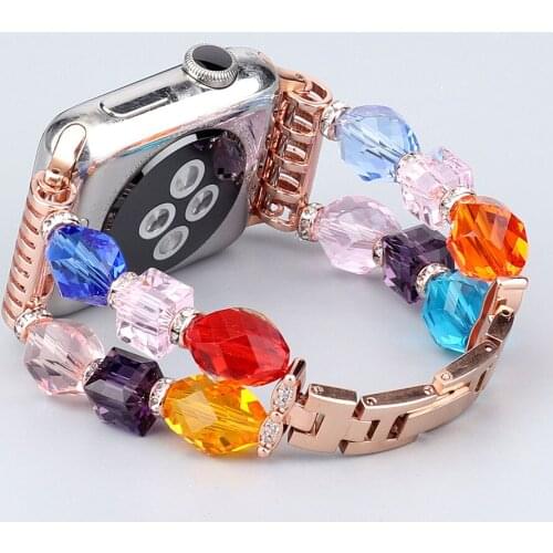 Metal Strap For Apple Watch 40mm 44mm Band Jewelry Beads Bracelet Replacement Watchband For Iwatch Series 6 5 4 3 2 1 38/42mm