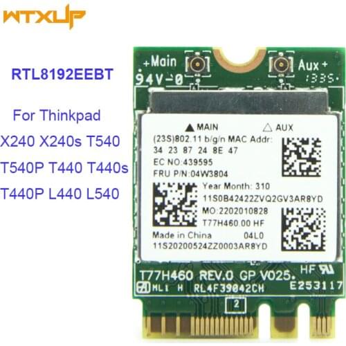 Laptop WIFI Network Card RTL8192EEBT BT4.0 NGFF M.2 Card FRU 04W3804 For Lenovo/Thinkpad X240 X240s T540 T540P T440 T440s T440P
