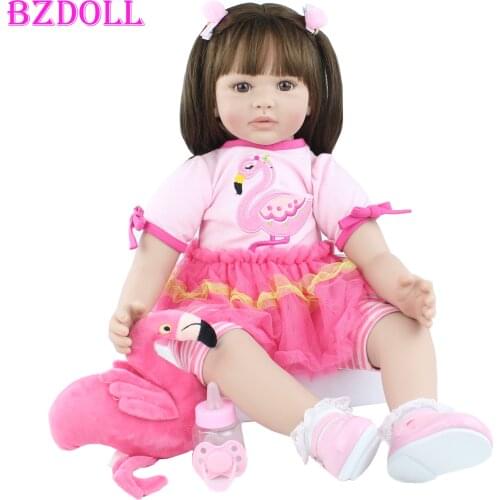 60cm Silicone Reborn Toddler Doll 24" Vinyl Princess Babies Alive Girl Baby Play House Toy Dress Up Doll Xmas Gift