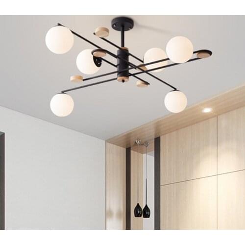 New nordic magic bean restaurant pendant lamp art wood iron modern living room bedroom hanging light fxitures