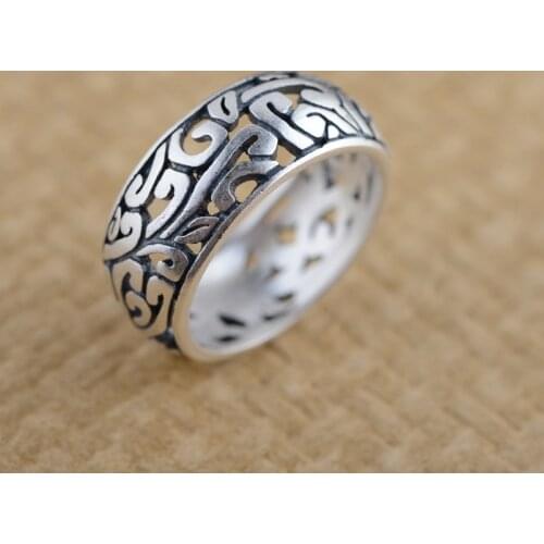 Thai silver ring S990 Zuyin wholesale antique style women pierced Jewelry New matte