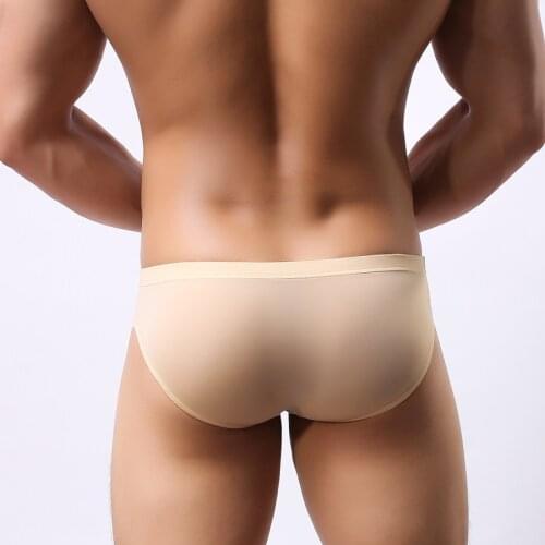 New mens underwear head U convex pocket ultra-thin transparent ice silk mens briefs fork low waist male panties sexy shorts