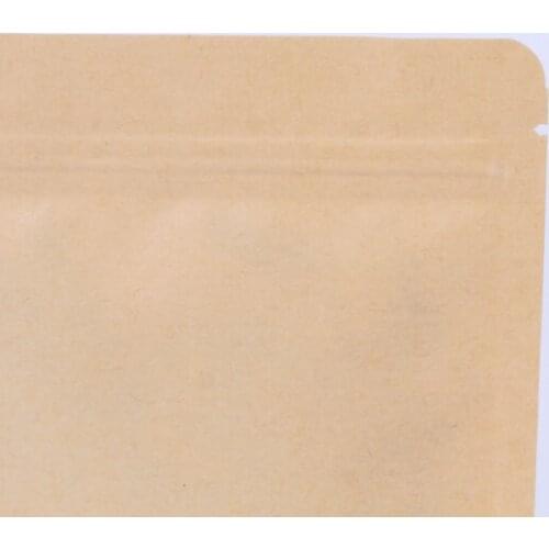 14*22+4 Food Moisture Barrier Bags Packaging sealing pouch Brown Kraft Paper Doypack Pouch with clear Window