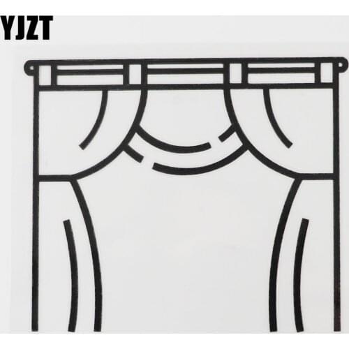 YJZT 14.2CM×11.9CM Curtain Icon Car Sticker Cartoon Pattern Vinyl Decal Black/Silver 13E-0081