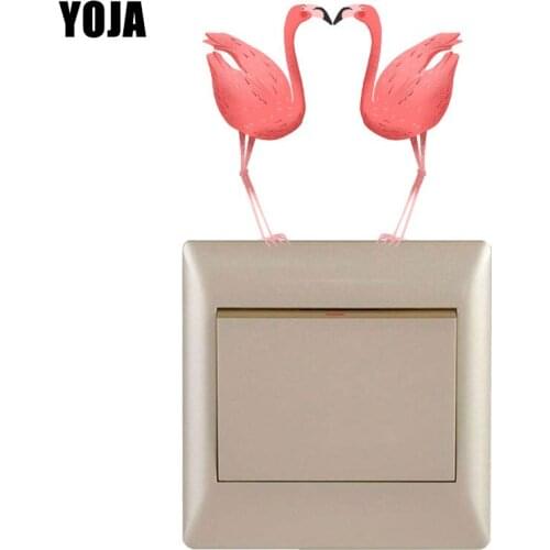 YOJA Sweet Flamingo In Summer Wall Sticker Switch Decal PVC Home Decor High-quality 8SS1135