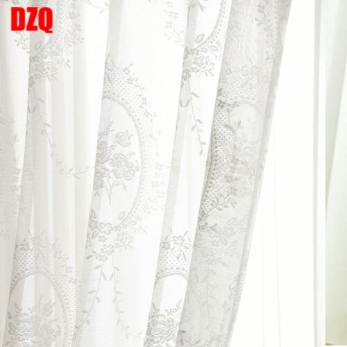 European Style Curtains for Living Dining Room Bedroom White Lace Mirror Peony Tulle Curtain Finished Product Customization