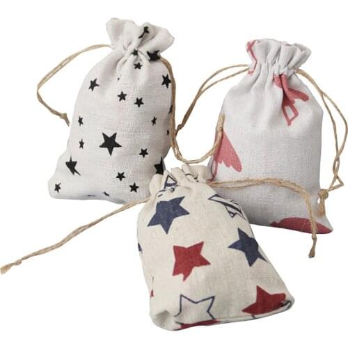 HOT sale 10x14 cm 12 pcs cotton linen fabric dust bag socks/candy /ribbon receive bag home Sundry kids toy storage gift bag