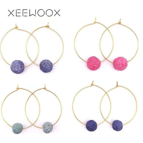 Colorful Lava Stone Bohemia Boho Hoop Earring Bohemia Boho Woman Statement Hoop Earring XEEWOOX Design 2019 New Party Gift