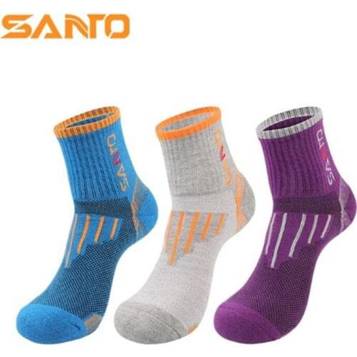 Women Sports Socks (3 Pairs/lot) SANTO/S005 Cotton Quick Dry Outdoor Climbing Hiking Socks