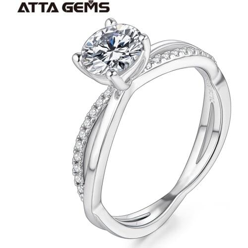 Wholesale D Color 6.5mm 1CT Moissanite Ring For Women Gift Birthday Present Fine Jewelry S925 Silver Simple Classic Rings