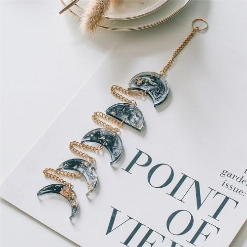 1Pcs Creative Moon Phase Resin Wall Hanging INS Bohemia Wall Decor Home Living Room Bedroom Pendant Ornaments Birthday Gift 50cm