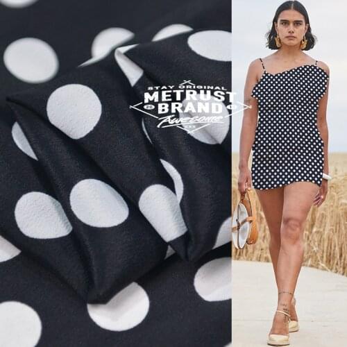 100cm*135cm Classic Black Background White Water Silk Cotton Crepe De Chine 65% Mulberry Silk 35% Cotton Water Classic