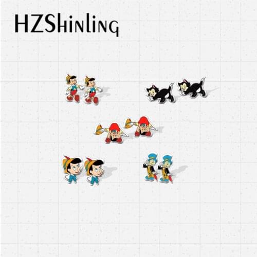 2021 New Arrival Fantasy Puppet Pinocchio Cartoon Characters Handcraft Cute Epoxy Acrylic Resin Stud Earrings