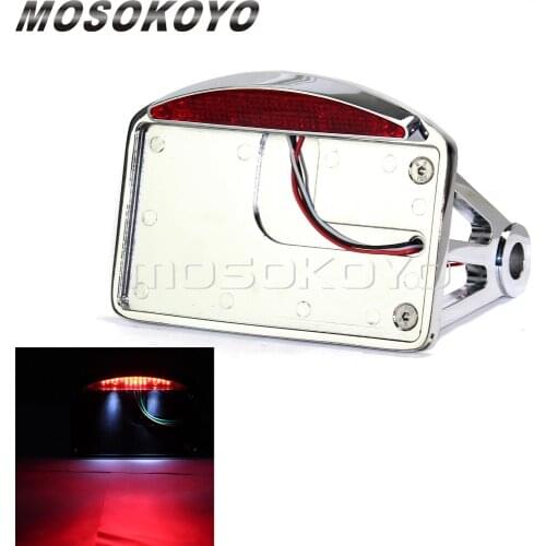 3/4" Or 1" Rear Axles Side Mount 12V LED License Plate Frame Bracket Taillights for Harley Cafe Racer Chopper
