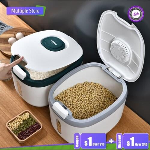 5L 10L Kitchen Container Bucket Nano Insect-Proof Moisture-Proof Rice Box Grain Sealed Jar Home Storage Pet Dog Food Store Box