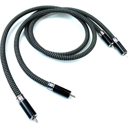 7N OCC Copper Silver Plated Axinite RCA Audio Cable with Carbon Fiber Plug Connector
