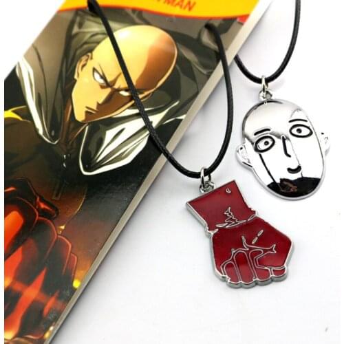 Anime ONE PUNCH MAN Pendant Necklace Alloy Key Chain Cartoon Figure Acrylic Pendent Keyring Key Ring for Men Women Wholesale