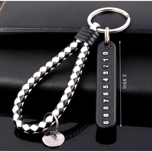 Anti-lost Phone Number Plate Car Keychain Pendant Auto Vehicle Phone Number Card Keyring Key Chain Car Interior Key Chain Decor