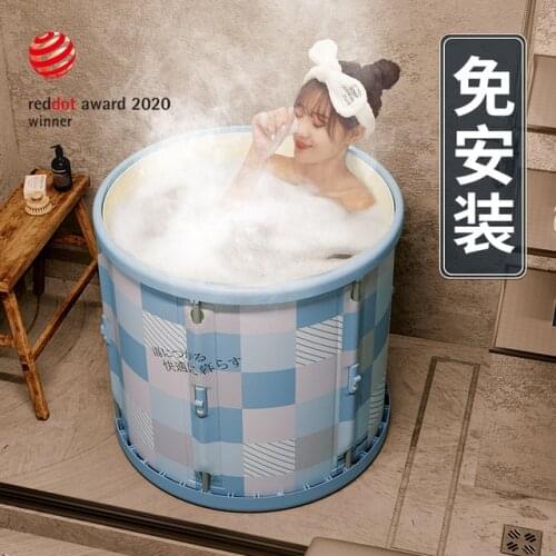 Household bath bucket adult folding bathtub full body fumigation and sweating dual-purpose bath tub adult large bath tub tub