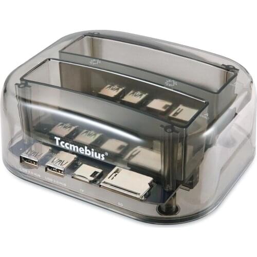 Hard drive docking station,Tccmebius USB 3.0 to SATA IDE dual slot with card reader and 2 USB3.0 ports for 2.5 3.5 inch IDE SATA