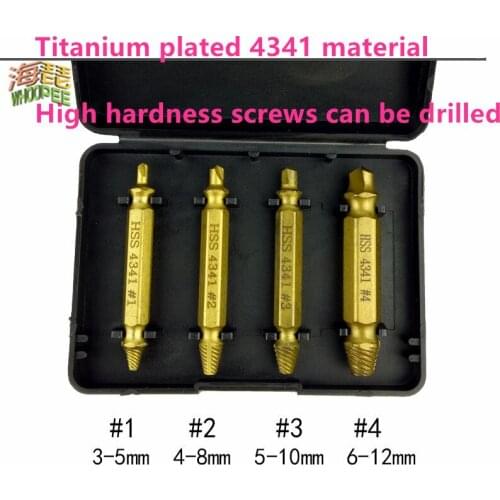 Damaged Screw Extractor Drill Bits Guide Set Remover Tool 4pcs Center Metalworking High Speed Steel Metal Broken But Easy Out
