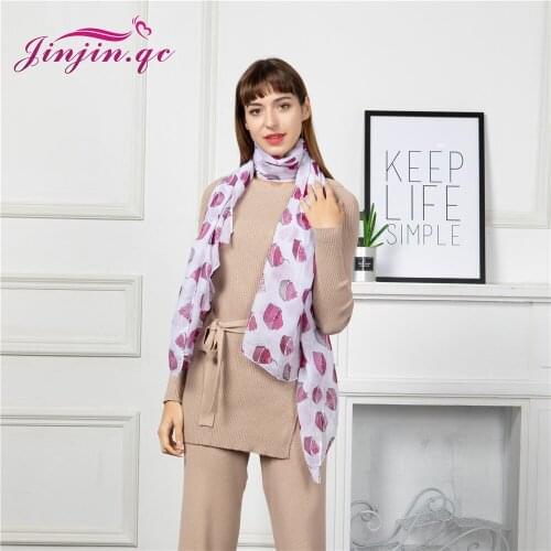 Jinjin.QC 2019 New Women Scarf Viscose Material Pink Cupcakes Printed Casual Scarves 180x90cm Lightwear Echarpe Foulard Femme