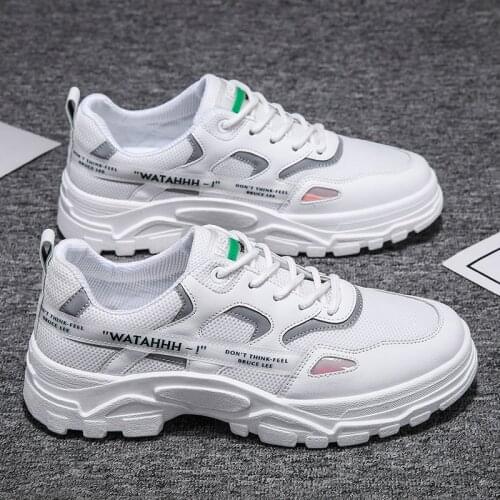 Running shoes mens lightweight casual mesh breathable fluorescent green comfortable jogging summer large size white sneakers