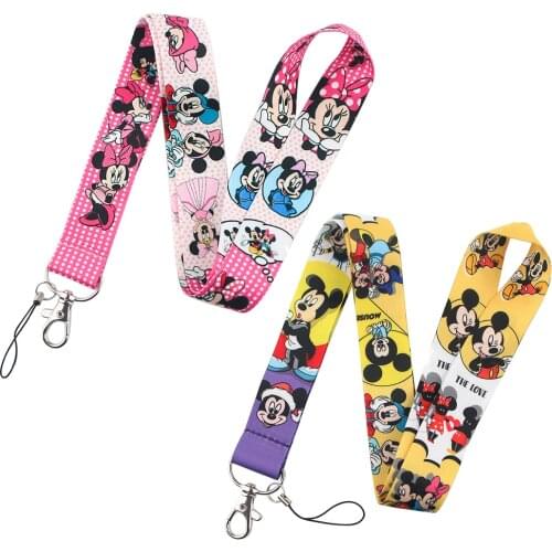LT824 Cartoons Mickey Mouse Minnie Lanyard For Keychain ID Card Cover Pass student Mobile Phone Badge Holder Key Accessories