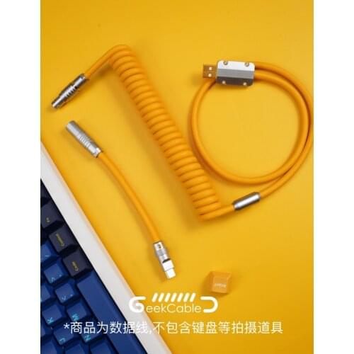 Geekcable Handmade Customized Mechanical Keyboard Cable Super Elastic Series Spiral Rubber Keyboard Cable Electrophoresis Yellow