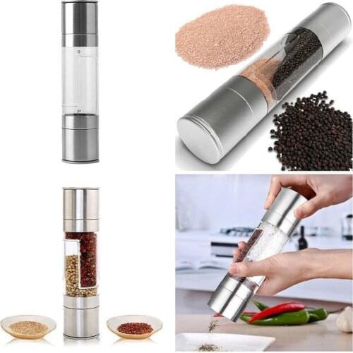 2 In 1 Hand Movement Stainless Steel Pepper Salt And Pepper Grinder Spice Salt Grinder Mill Grinder Muller Cooking BBQ Tools
