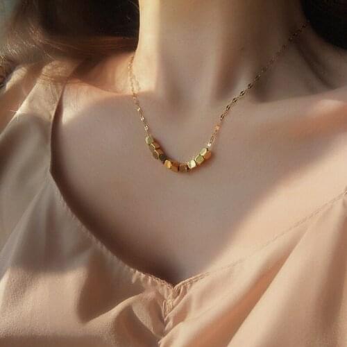 COWBREAD Non-fading Fashion Necklace for Women Clavicle Necklace Small Square Jewelry Womens Neck Chain