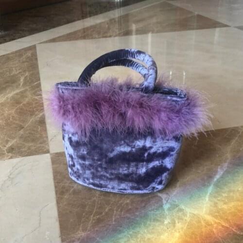 Fashion Furry Women Small Shoulder Crossbody Bags Vintage Velvet Ladies Bucket Bag Luxury Female Evening Clutch Purse Handbags